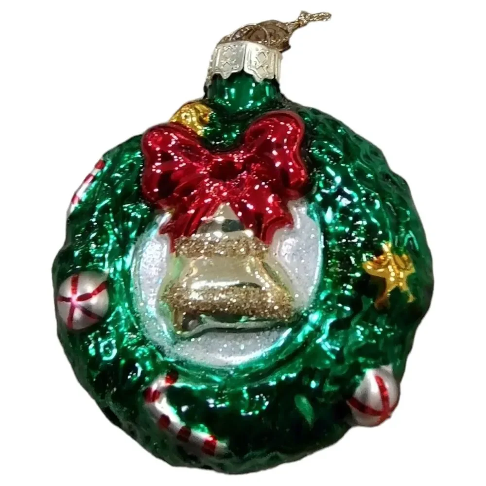 Wreath Candy Cane Christmas Ornament Hand Blown Glass Thomas Pacconi Classics 02